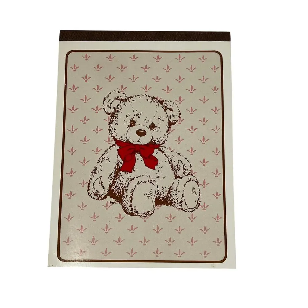 RENITA Bear Notes Teddy Bear Note Pad 30 Sheets Vintage Stationery 5.75x7.75